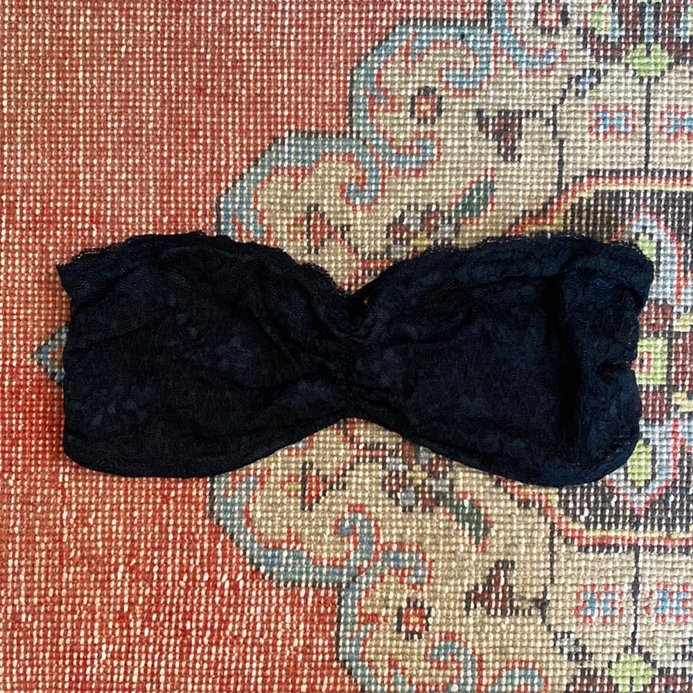 intimately free people black lace strapless bandeau!